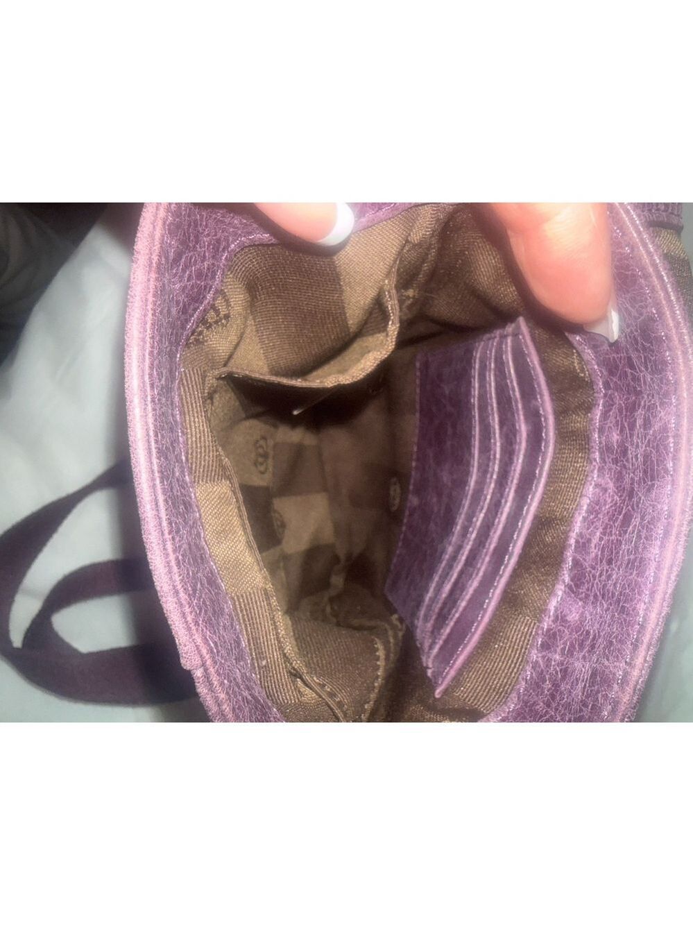 JUICY COUTURE WHIPSTITCH LEATHER TASSEL CROSSBODY BAG PURSE Plum Y2K - Picture 6 of 16